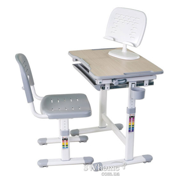 Комплект FunDesk Парта та стілець-трансформери Piccolino Grey-1