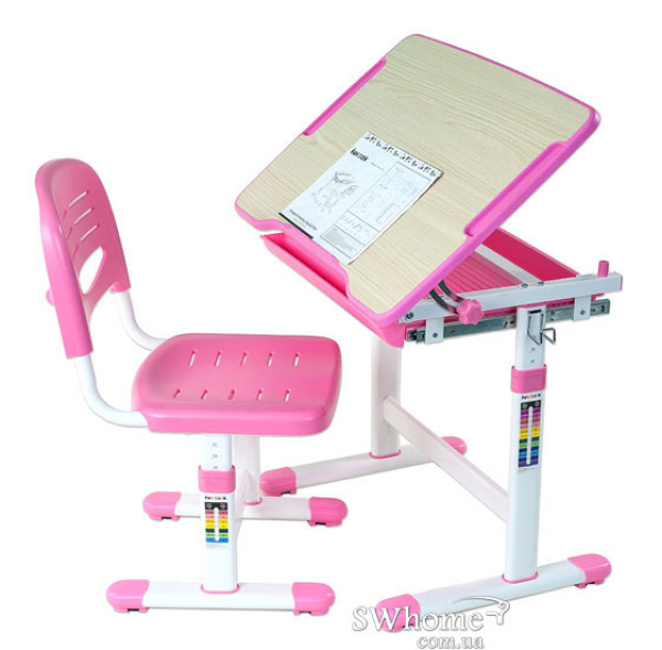 Комплект FunDesk Парта та стілець-трансформери Piccolino Pink-1