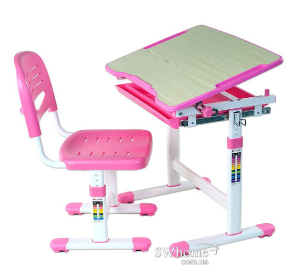 Комплект FunDesk Парта та стілець-трансформери Piccolino Pink-0