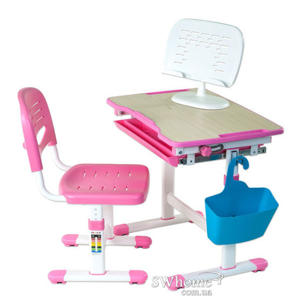 Комплект FunDesk Парта та стілець-трансформери Piccolino Pink-2