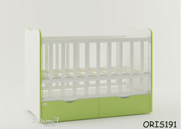 Дитяче ліжечко Oris Fiona Біло-зелений Дитяче ліжечко Oris Fiona Біло-зелений-0