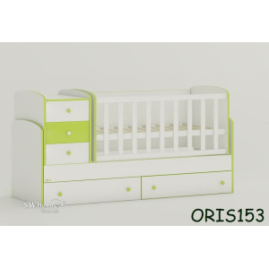 Детская кроватка-трансформер Oris Maya New Бело-зеленая
