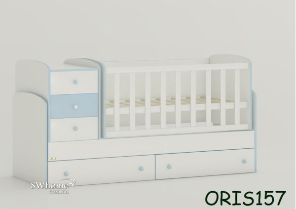 Дитяче ліжечко-трансформер Oris Maya New Біло-блакитне Дитяче ліжечко-трансформер Oris Maya New Біло-блакитне-0