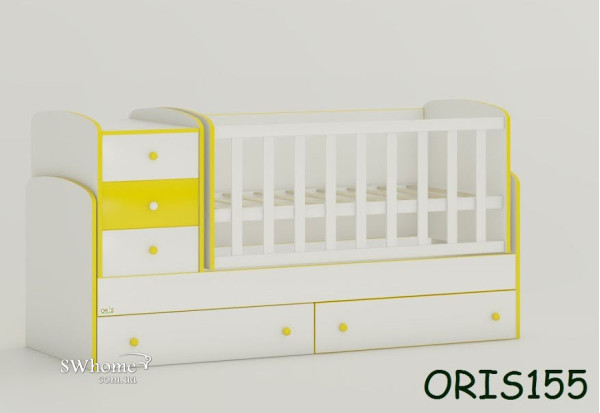 Дитяче ліжечко-трансформер Oris Maya New Біло-жовте-0
