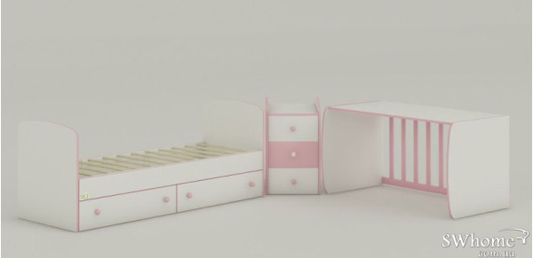 Детская кроватка-трансформер Oris Maya New Розовая-2