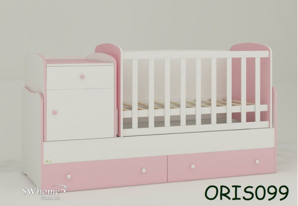 Дитяче ліжечко-трансформер Oris Metida Біло-рожеве Дитяче ліжечко-трансформер Oris Metida Біло-рожеве-0