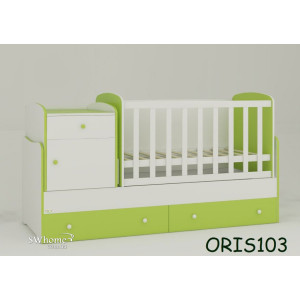 Детская кроватка-трансформер Oris Metida Бело-зеленая
