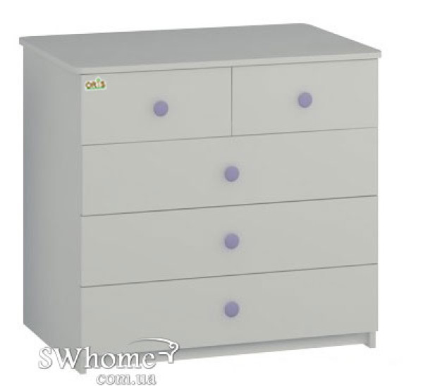 Комод Oris Ajax на 5 ящиков Бело-лиловый Комод Oris Ajax на 5 ящиков Бело-лиловый-0
