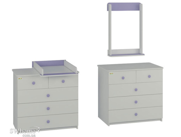 Пеленальний комод Oris Ajax на 5 ящиків Біло-ліловий Пеленальний комод Oris Ajax на 5 ящиків Біло-ліловий-0