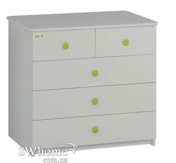 Комод Oris Ajax на 5 ящиков Бело-зеленый Комод Oris Ajax на 5 ящиков Бело-зеленый-0