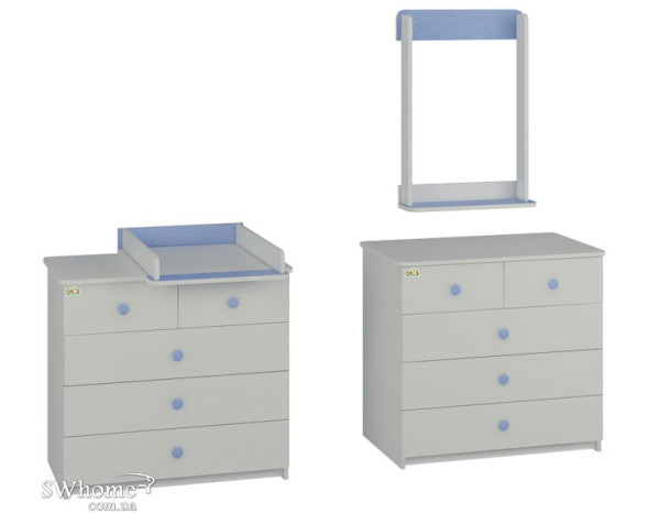 Пеленальный комод Oris Ajax на 5 ящиков Бело-голубой Пеленальный комод Oris Ajax на 5 ящиков Бело-голубой-0