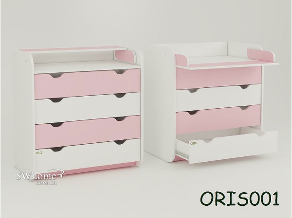 Пеленальный комод Oris Colour на 4 ящика Бело-розовый-0