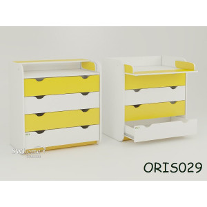 Пеленальный комод Oris Colour на 4 ящика Бело-желтый