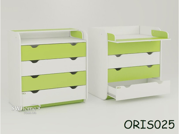Пеленальный комод Oris Colour на 4 ящика Бело-зеленый Пеленальный комод Oris Colour на 4 ящика Бело-зеленый-0