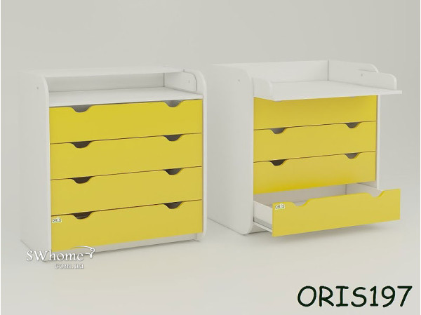Пеленальный комод Oris Colour на 4 ящика Желтый Пеленальный комод Oris Colour на 4 ящика Желтый-0