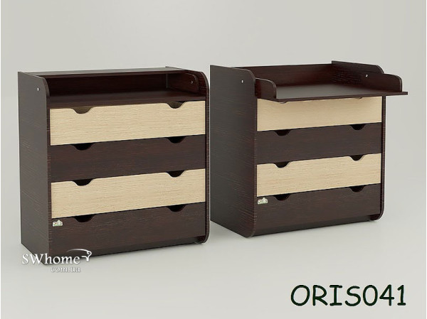 Пеленальный комод Oris Natural на 4 ящика Комбинированный Зебра Темный-0