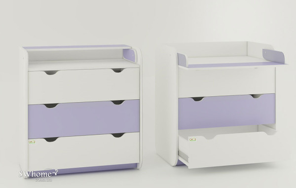 Пеленальний комод Oris Colour на 3 ящики Біло-ліловий Пеленальний комод Oris Colour на 3 ящики Біло-ліловий-0