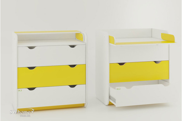 Пеленальний комод Oris Colour на 3 ящики Біло-жовтий-0