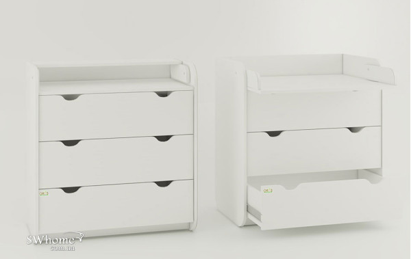 Пеленальный комод Oris Colour на 3 ящика Белый-0