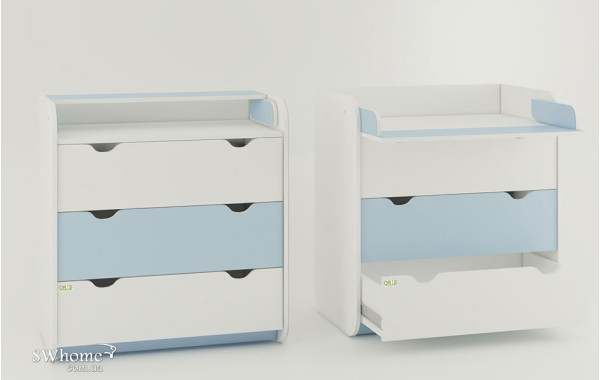Пеленальный комод Oris Colour на 3 ящика Бело-голубой-0