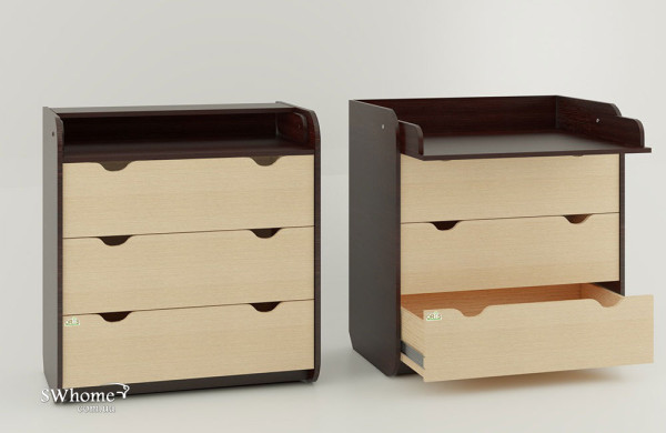 Пеленальний комод Oris Natural на 3 ящики Комбінований №1-0