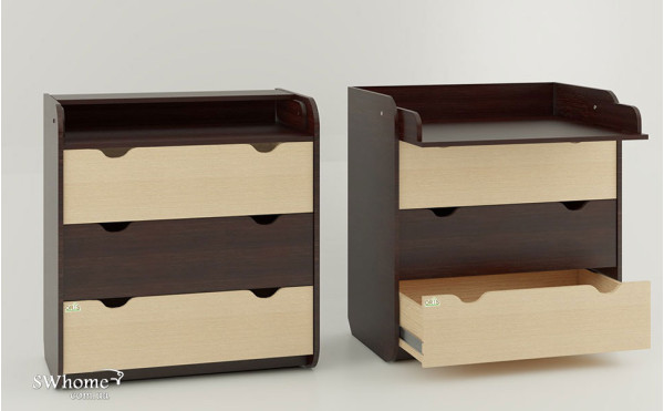 Пеленальный комод Oris Natural на 3 ящика Комбинированный Зебра Темный-0