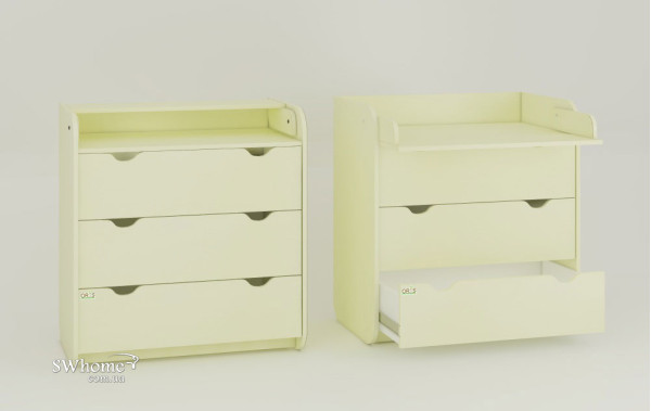 Пеленальный комод Oris Colour на 3 ящика Слоновая кость-0