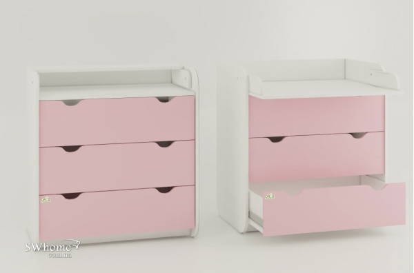 Пеленальный комод Oris Colour на 3 ящика Розовый Пеленальный комод Oris Colour на 3 ящика Розовый-0