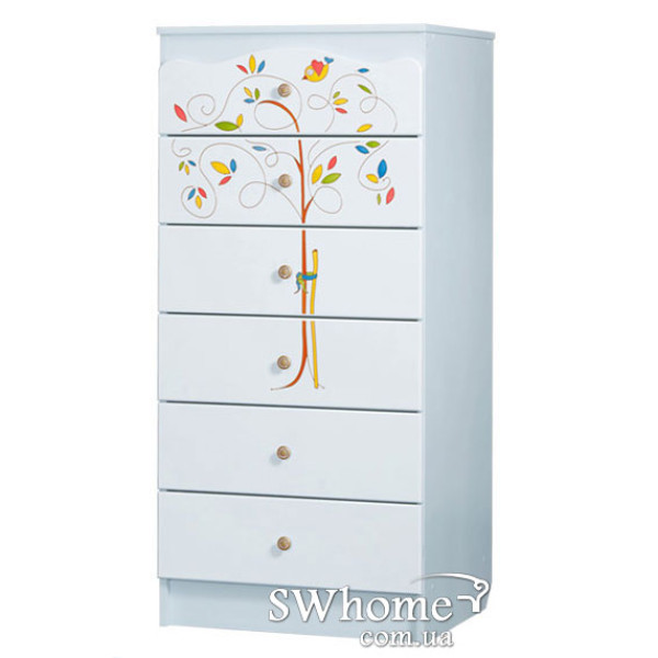 Комод высокий Вальтер Цветы жизни Белый-0