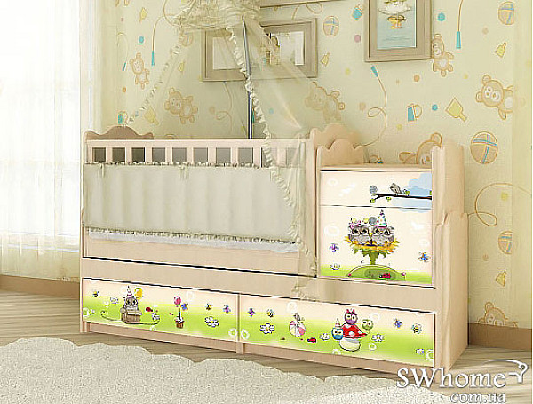 Ліжко трансформер Вальтер Сови 5в1 Венге світлий Ліжко трансформер Вальтер Сови 5в1 Венге світлий-0