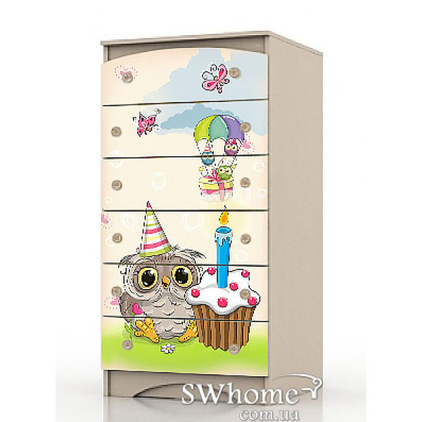 Комод высокий Вальтер Совы Венге светлый Комод высокий Вальтер Совы Венге светлый-0