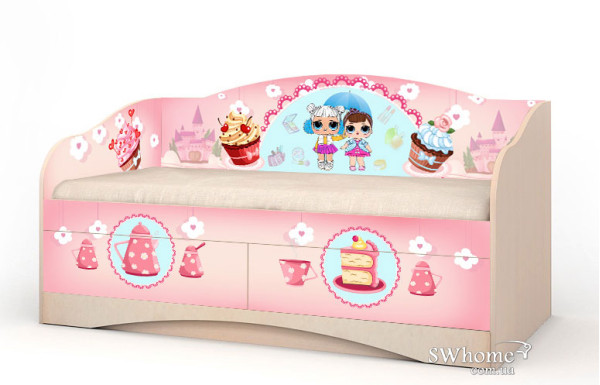 Детский диван Вальтер Лола с 2 ящиками Венге светлый Детский диван Вальтер Лола с 2 ящиками Венге светлый-0