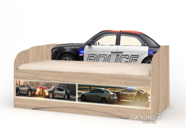Детский диван Вальтер Полиция с 2 ящиками Дуб сонома Детский диван Вальтер Полиция с 2 ящиками Дуб сонома-0