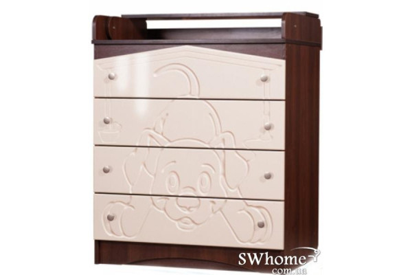 Пеленальний комод Вальтер Цуценя Горіх темний - ваніль-1