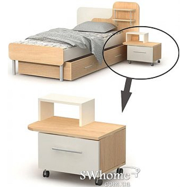 Прикроватная тумба Бриз Mega М-14-1 Дуб светлый-0