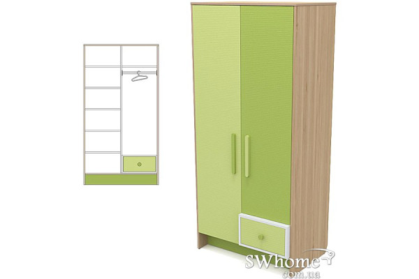 Шкаф Бриз Акварели Кв - 02 Зеленый-1