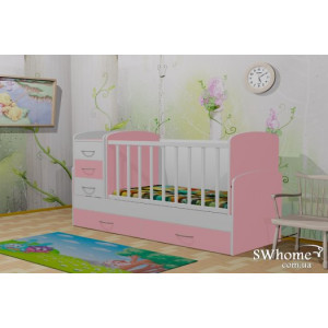 Дитяче ліжечко-трансформер Oris Maya Біло-рожеве