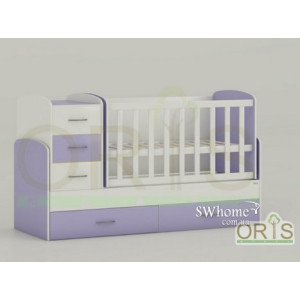 Детская кроватка-трансформер Oris Maya Бело-лиловая