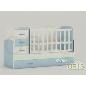 Детская кроватка-трансформер Oris Maya Бело-голубая