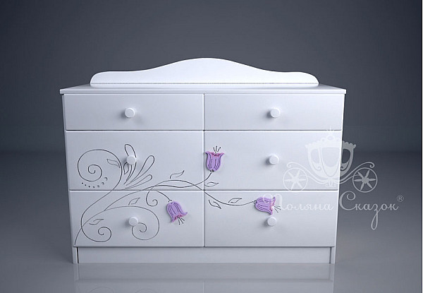 Комод широкий 6 ящиков Поляна сказок Колокольчики-1