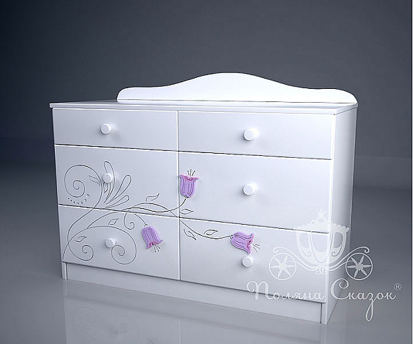 Комод широкий 6 ящиков Поляна сказок Колокольчики-0