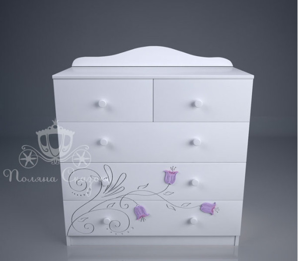 Комод высокий 5 ящиков Поляна сказок Колокольчики-1