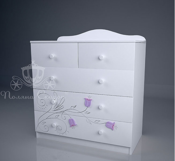 Комод высокий 5 ящиков Поляна сказок Колокольчики-0