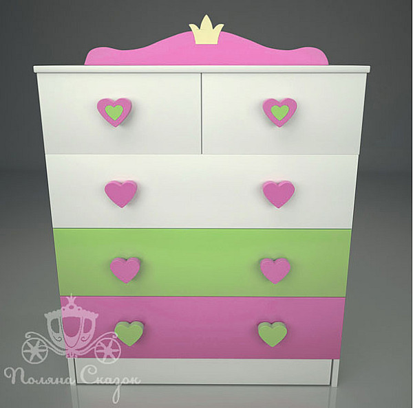 Комод высокий 5 ящиков Поляна сказок Принцесса-1