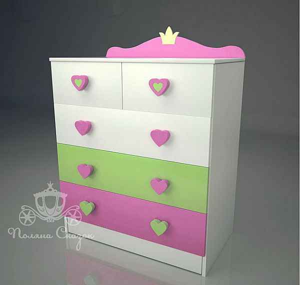 Комод высокий 5 ящиков Поляна сказок Принцесса-0