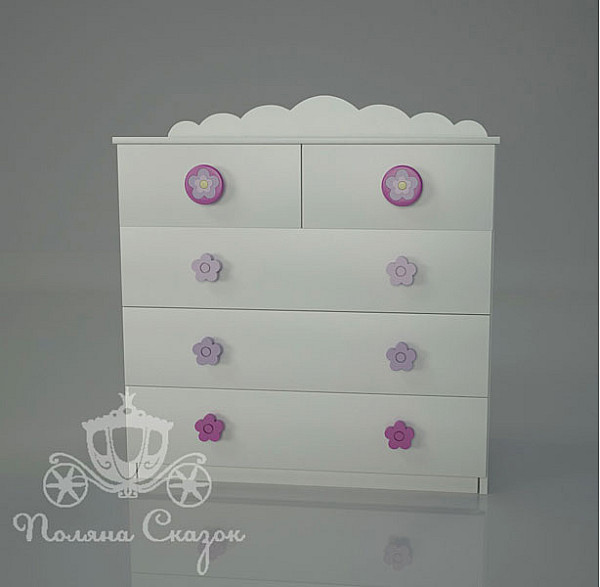 Комод высокий 5 ящиков Поляна сказок Цветочная поляна-1
