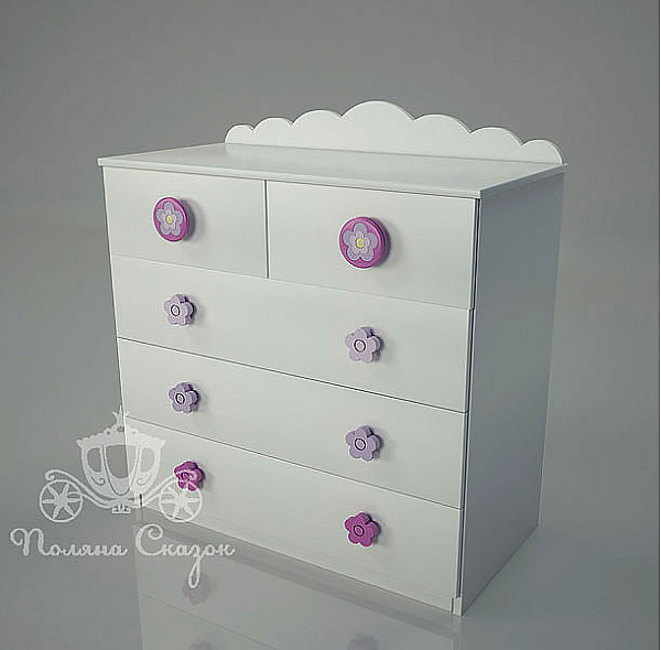Комод высокий 5 ящиков Поляна сказок Цветочная поляна-0