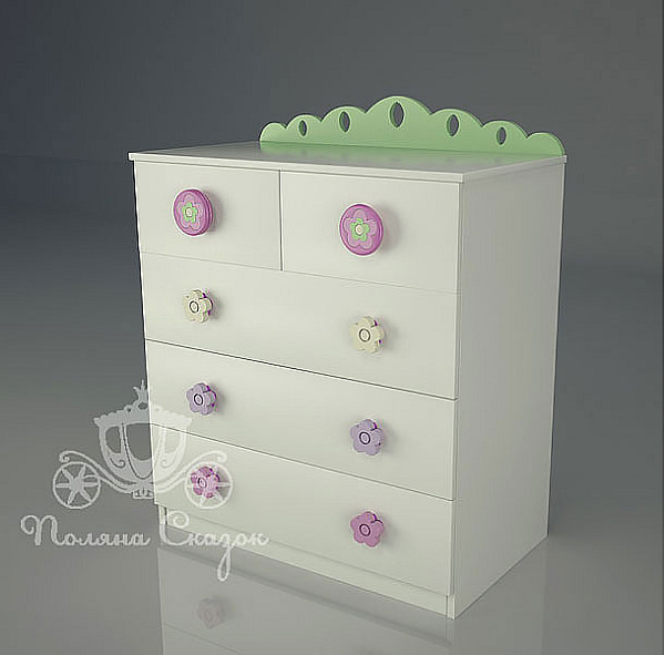 Комод высокий 5 ящиков Поляна сказок Лето-0