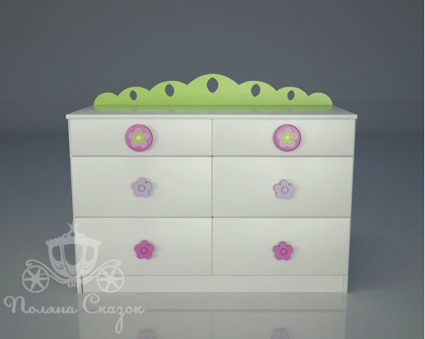 Комод широкий 6 ящиков Поляна сказок Лето-1