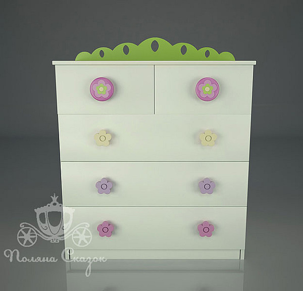 Комод высокий 5 ящиков Поляна сказок Лето-1